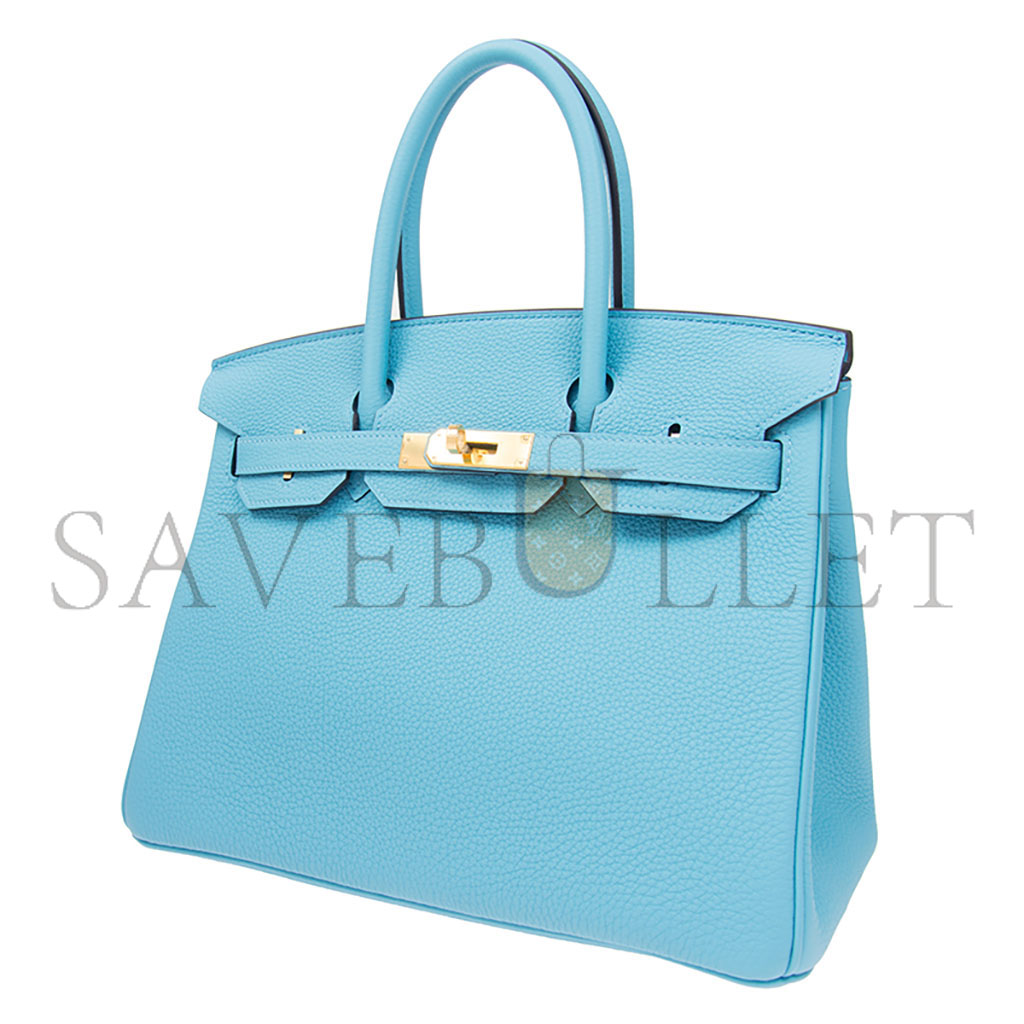 HERMES BIRKIN 25 EPSOM LEATHER CANDY BLUE GOLD BUCKLE BAG H028369CC7N (25*20*13cm)